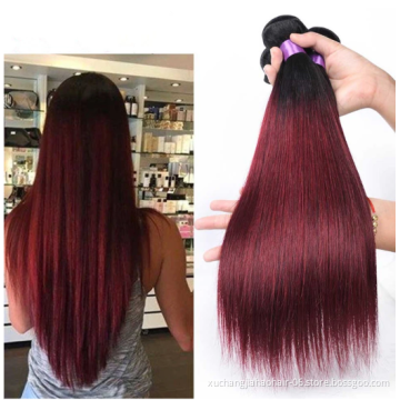 Wholesale Vendors Red  Human Hair Extension Bundles With Lace Frontal Closure Raw Mink Cuticle Aligned Hair Weave Weft